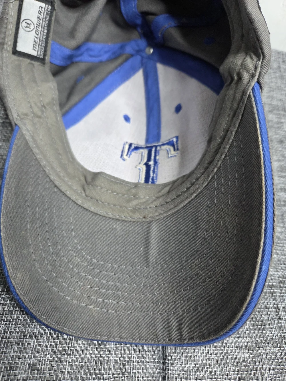 Melonwear Texas Rangers Gray Blue Adjustable Baseball Hat Athleisure